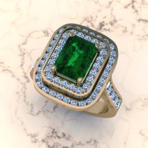 Emerald double halo ring comission
